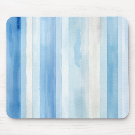 Santorin Blau Weiße Streifen Mousepad (Vorne)