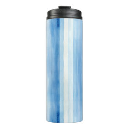 Santorin Blau Weiße Streifen Thermosbecher