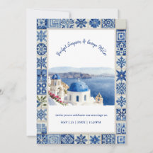 Santorin Blaue Fliesen Wasserfarbe Destination Hoc