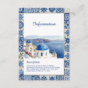 Santorin Blaue Fliesen Wasserfarbe Ziel Hochzeit Begleitkarte