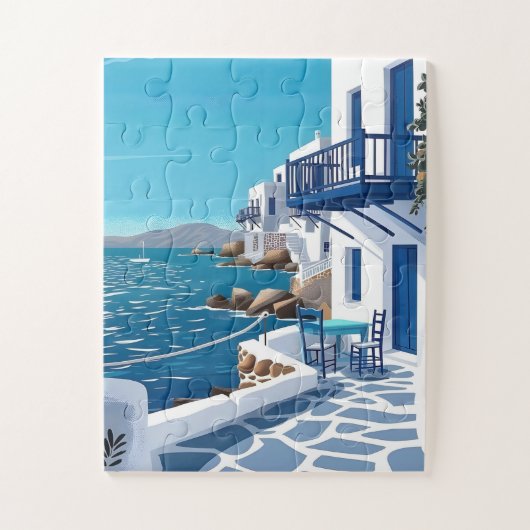 Santorin Blaue Meeresküste Puzzle (Vertikal)