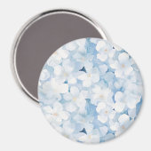 Santorin Blaue Weiße Blumen Magnet (Vorderseite/Rückseite)