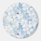 Santorin Blaue Weiße Blumen Magnet (Vorne)