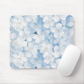 Santorin Blaue Weiße Blumen Mousepad (Mit Mouse)