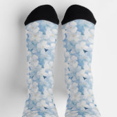 Santorin Blaue Weiße Blumen Socken (Oben)