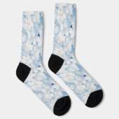 Santorin Blaue Weiße Blumen Socken (Rechts)