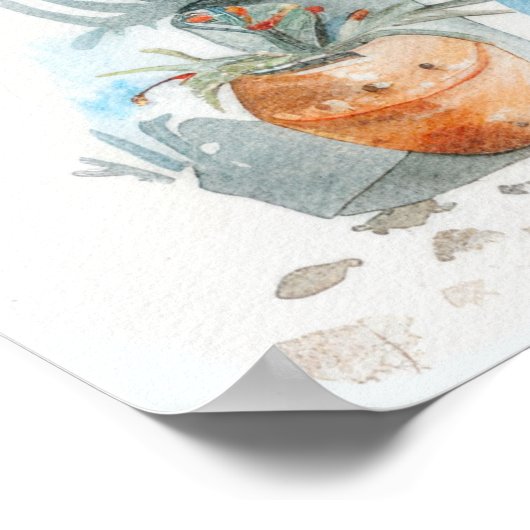 Santorin Die griechische Mauer Poster (Ecke)