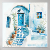 Santorin Die griechische Mauer Poster (Vorne)