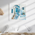 Santorin Die griechische Mauer Poster<br><div class="desc">Aquarell Santorini griechische Mauer Kunst ist ideal für die Dekoration einer Zuhause an der Küste.</div>