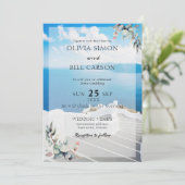 Santorin, Griechenland - Anpassbare Hochzeit in Ur Einladung (Stehend Vorderseite)