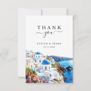 Santorin Griechenland Aquarell Destination Hochzei Dankeskarte