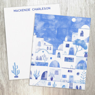 Santorin Griechenland Aquarell personalisiert Mitteilungskarte