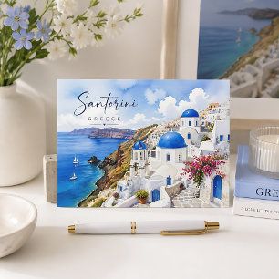 Santorin Griechenland Aquarell Postkarte