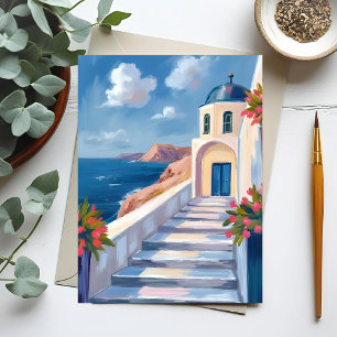 Santorin Griechenland Aquarell Reise Postkarte