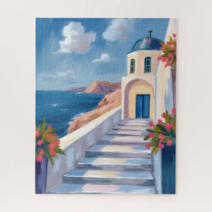 Santorin Griechenland Aquarell Reise Puzzle