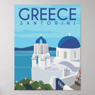 Santorin Griechenland Berühmte Reiseort-Illustrati Poster