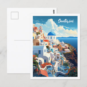 Santorin Griechenland Berühmter Vintage-Reiseort Postkarte