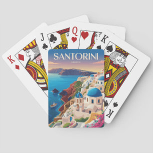 Santorin Griechenland Blaue Kuppel Reise Kunst Vin Spielkarten