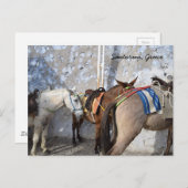 Santorin, Griechenland - Donkeys Postkarte (Vorne/Hinten)