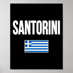 Santorin Griechenland Griechische Flagge Souvenir  Poster
