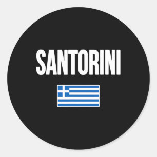 Santorin Griechenland Griechische Flagge Souvenir Runder Aufkleber