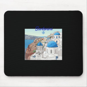 Santorin Griechenland Griechische Flagge Urlaub Ku Mousepad
