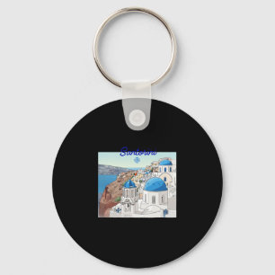 Santorin Griechenland Griechische Flagge Urlaub Ku Schlüsselanhänger