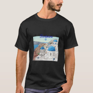 Santorin Griechenland Griechische Flagge Urlaub Ku T-Shirt
