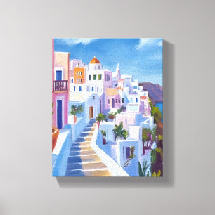 Santorin Griechenland Malerei Aquarell Reise Leinwanddruck