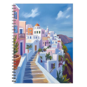 Santorin Griechenland Malerei Aquarell Reise Notizblock