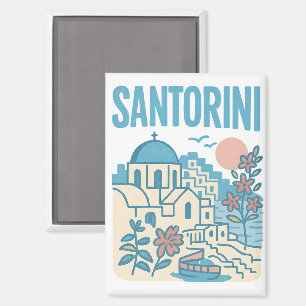 Santorin Griechenland Minimalistische Reiseillustr Magnet