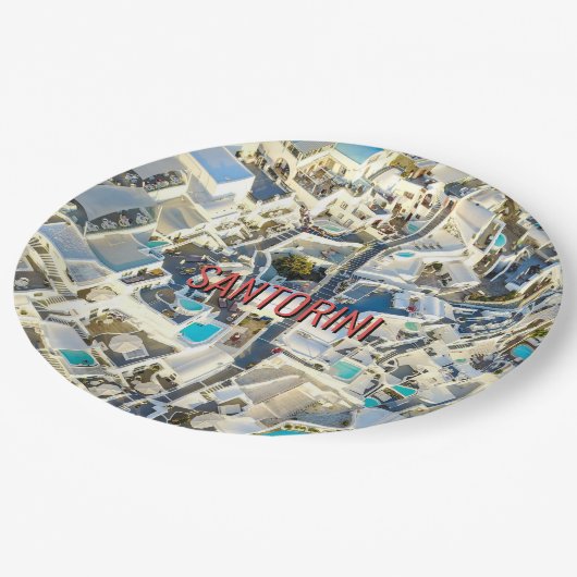 Santorin - Griechenland Pappteller (Schrägansicht)