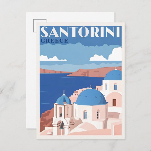 Santorin Griechenland Postkarte (Vorne/Hinten)