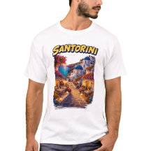Santorin Griechenland Reise Illustration T-Shirt