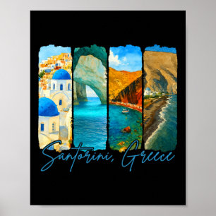 Santorin Griechenland Reisende Pinselstrich Treffe Poster