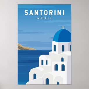 Santorin Griechenland Retro Vintage Poster