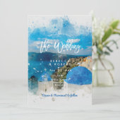 Santorin Griechenland Sommerhochzeit Einladung (Stehend Vorderseite)