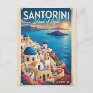 Santorin Griechenland Stadtlandschaft Retro Reise Postkarte