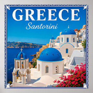 💙 Santorin Griechenland Urlaubserinnerung Poster