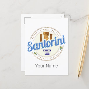 Santorin Griechenland Vintage Ägäis Kykladen Insel Feiertagspostkarte