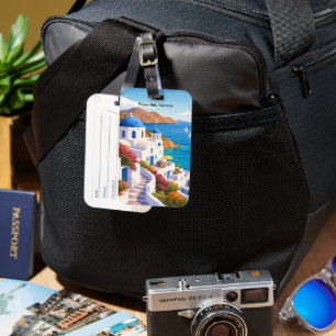 Santorin Griechenland Vintage Europa Urlaub Reise  Gepäckanhänger