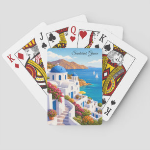 Santorin Griechenland Vintage Europa Urlaub Reise Spielkarten