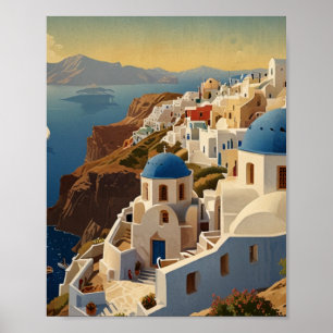 Santorin Griechenland Vintage Griechenland Reisepl Poster