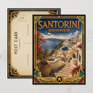 Santorin Griechenland Vintage Klippenseite Art Dec Postkarte