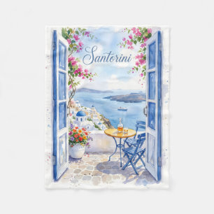 Santorin Griechenland Vintage Reise Fleecedecke