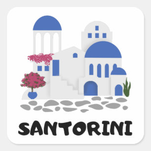 Santorin Griechenland Vintage Reise Quadratischer Aufkleber