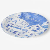 Santorin Griechenland Wasserfarbener benutzerdefin Pappteller (Schrägansicht)