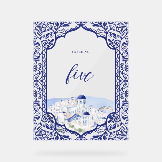 Santorin Griechenland Wasserfarbenlandschaft Verzi Acrylschild (Vorderseite)