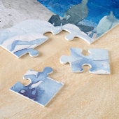 Santorin, Grünes Mittelmeer, Aquarell Puzzle (Seite)