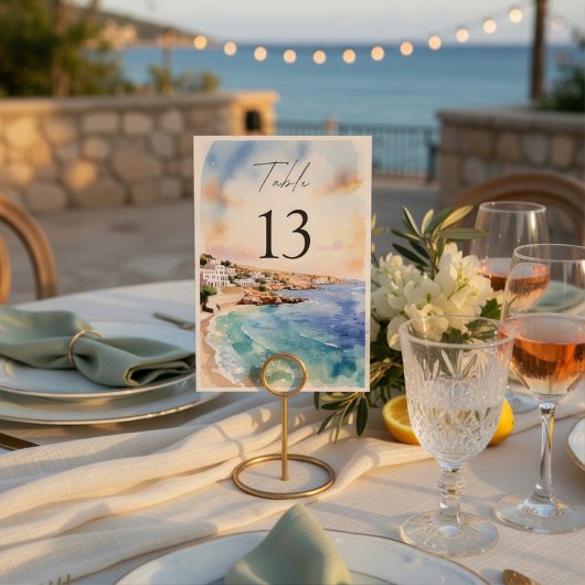 Santorin Hochzeit Tischnummern | Mittelmeer
